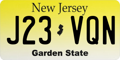 NJ license plate J23VQN