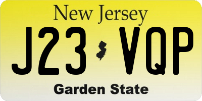 NJ license plate J23VQP