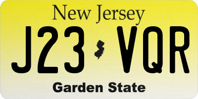 NJ license plate J23VQR