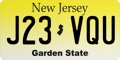 NJ license plate J23VQU
