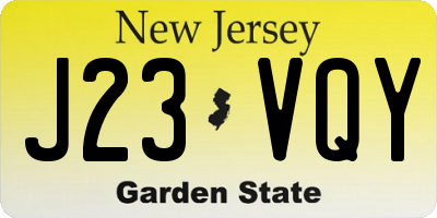 NJ license plate J23VQY