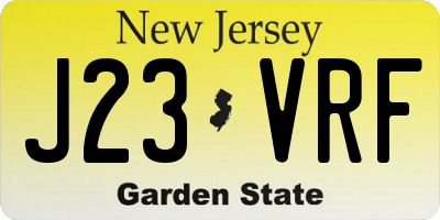 NJ license plate J23VRF