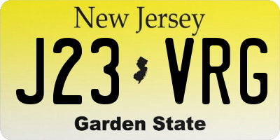 NJ license plate J23VRG