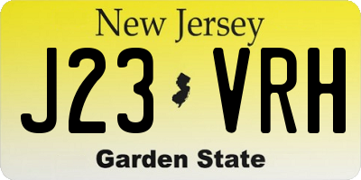 NJ license plate J23VRH
