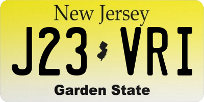 NJ license plate J23VRI
