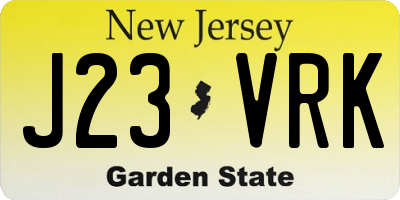 NJ license plate J23VRK
