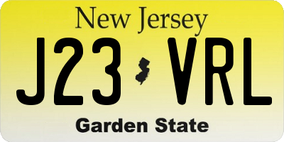NJ license plate J23VRL
