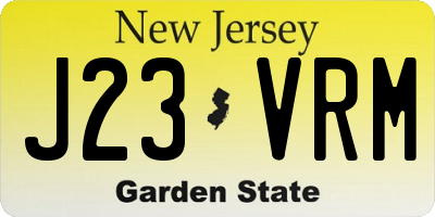 NJ license plate J23VRM