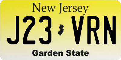 NJ license plate J23VRN
