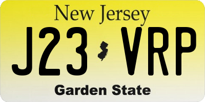 NJ license plate J23VRP