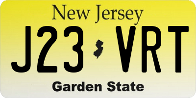 NJ license plate J23VRT