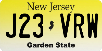 NJ license plate J23VRW