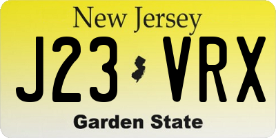 NJ license plate J23VRX