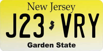 NJ license plate J23VRY