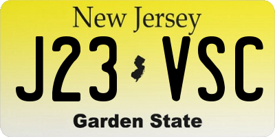 NJ license plate J23VSC