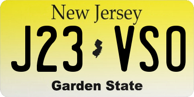 NJ license plate J23VSO