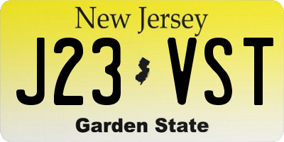 NJ license plate J23VST