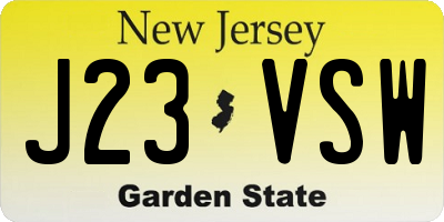 NJ license plate J23VSW