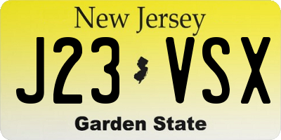 NJ license plate J23VSX