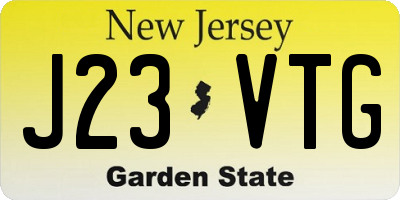 NJ license plate J23VTG