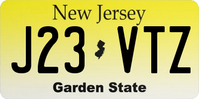 NJ license plate J23VTZ