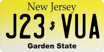 NJ license plate J23VUA