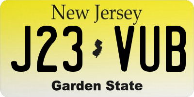 NJ license plate J23VUB