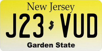 NJ license plate J23VUD