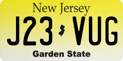 NJ license plate J23VUG