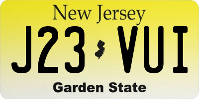 NJ license plate J23VUI