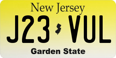 NJ license plate J23VUL