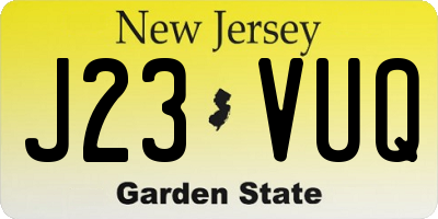 NJ license plate J23VUQ