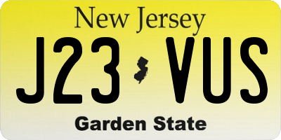 NJ license plate J23VUS