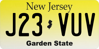 NJ license plate J23VUV