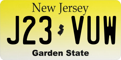 NJ license plate J23VUW