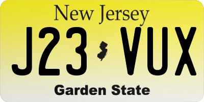 NJ license plate J23VUX
