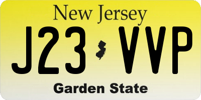 NJ license plate J23VVP