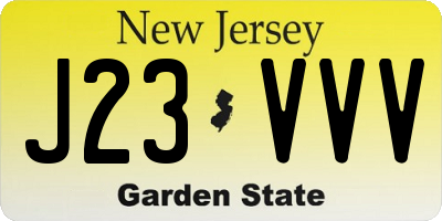 NJ license plate J23VVV