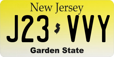 NJ license plate J23VVY