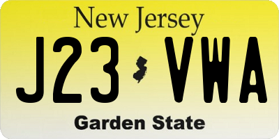 NJ license plate J23VWA