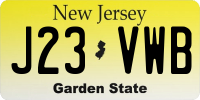 NJ license plate J23VWB