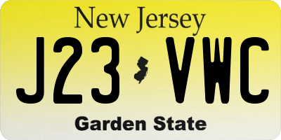 NJ license plate J23VWC