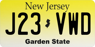 NJ license plate J23VWD