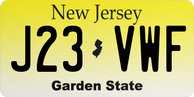 NJ license plate J23VWF