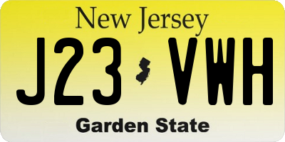 NJ license plate J23VWH