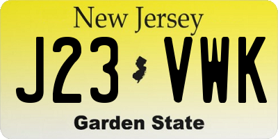 NJ license plate J23VWK