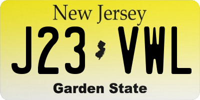 NJ license plate J23VWL