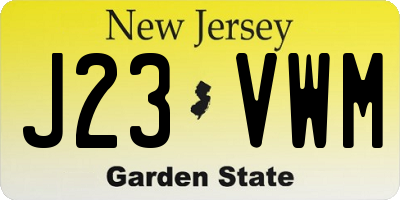 NJ license plate J23VWM