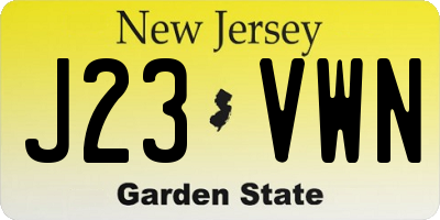 NJ license plate J23VWN