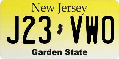 NJ license plate J23VWO